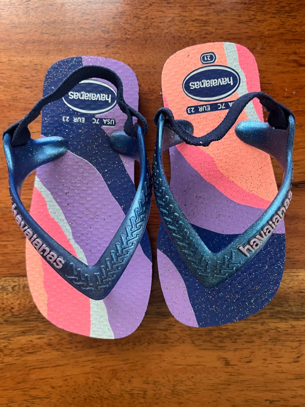 Havaianas Kids Glitter Strap Sandals - Blue, Purple, Pink